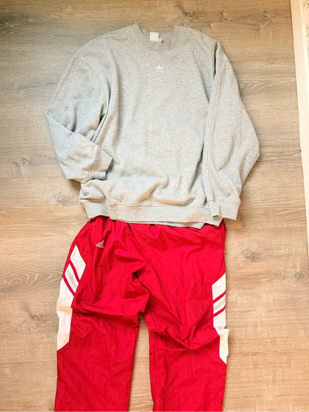 adidas Red and White Kids Track Pants